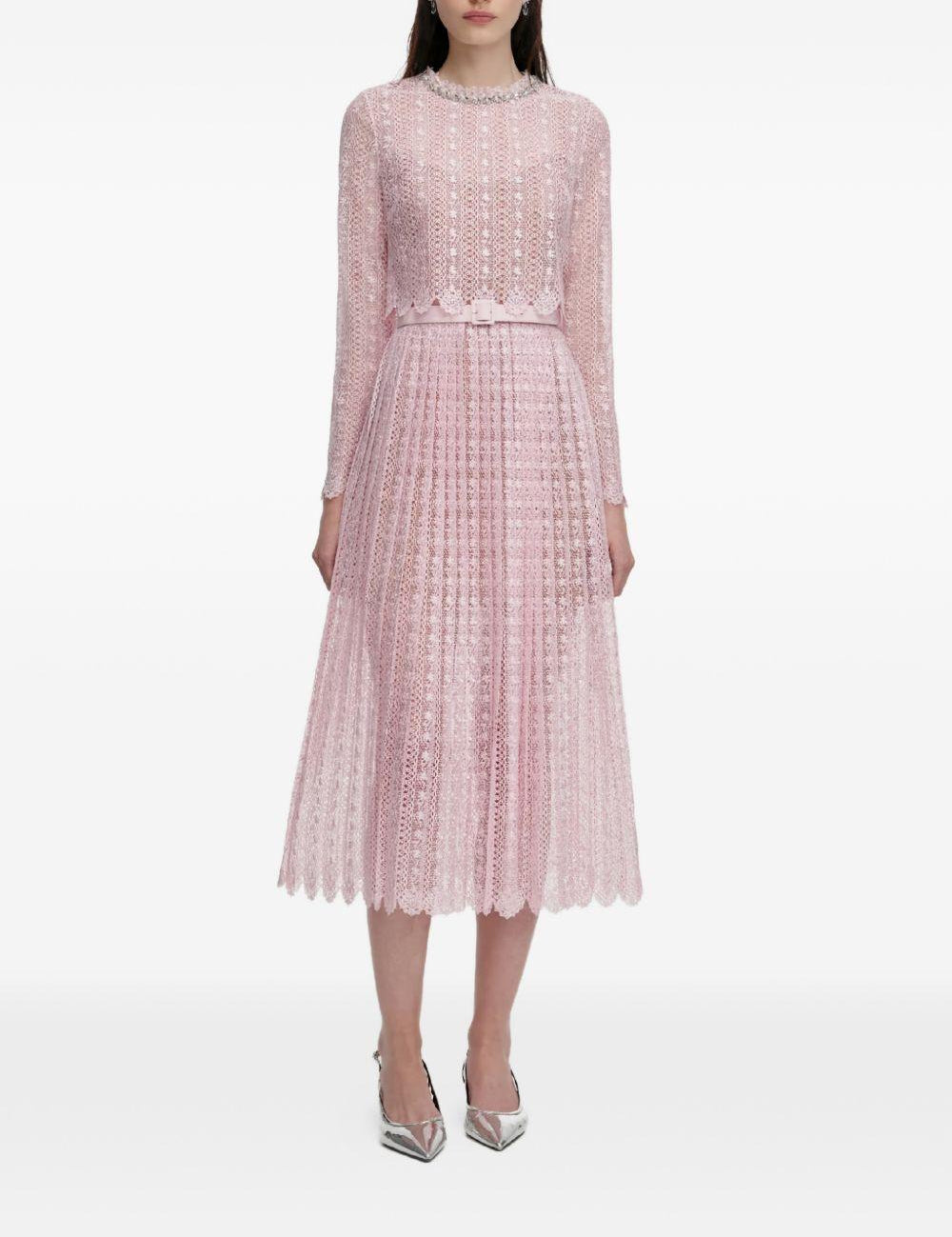 Abito midi plissettato in rosa Self-Portrait - donna 