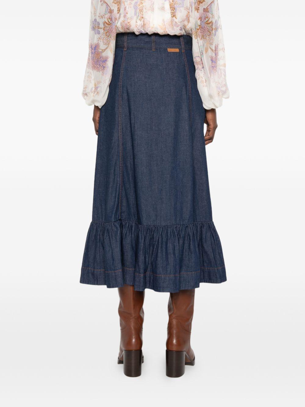 Gonna lunga in denim con volant Aster in blu Zimmermann - donna 