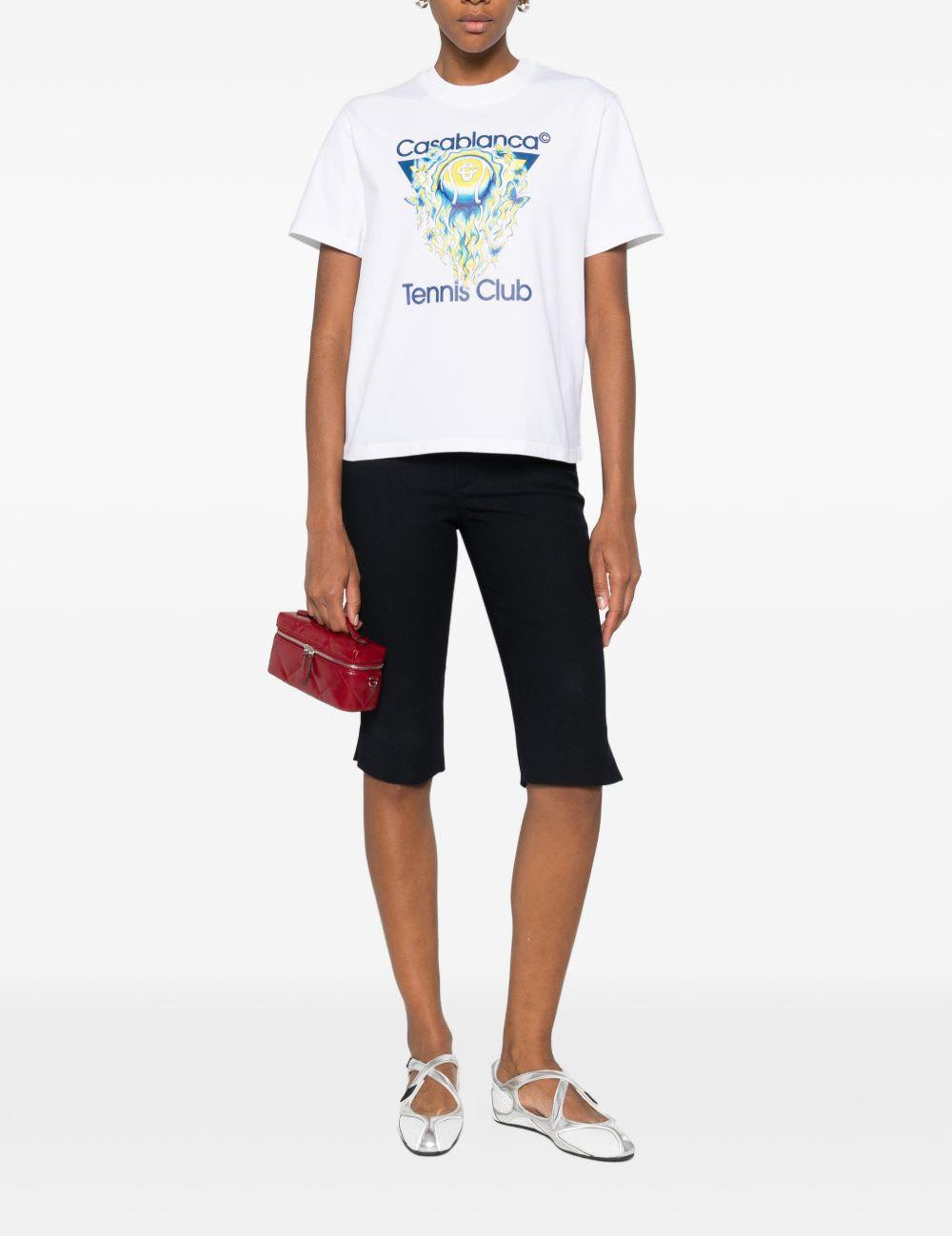 T-shirt a maniche corte con stampa grafica in bainco Casablanca - donna 