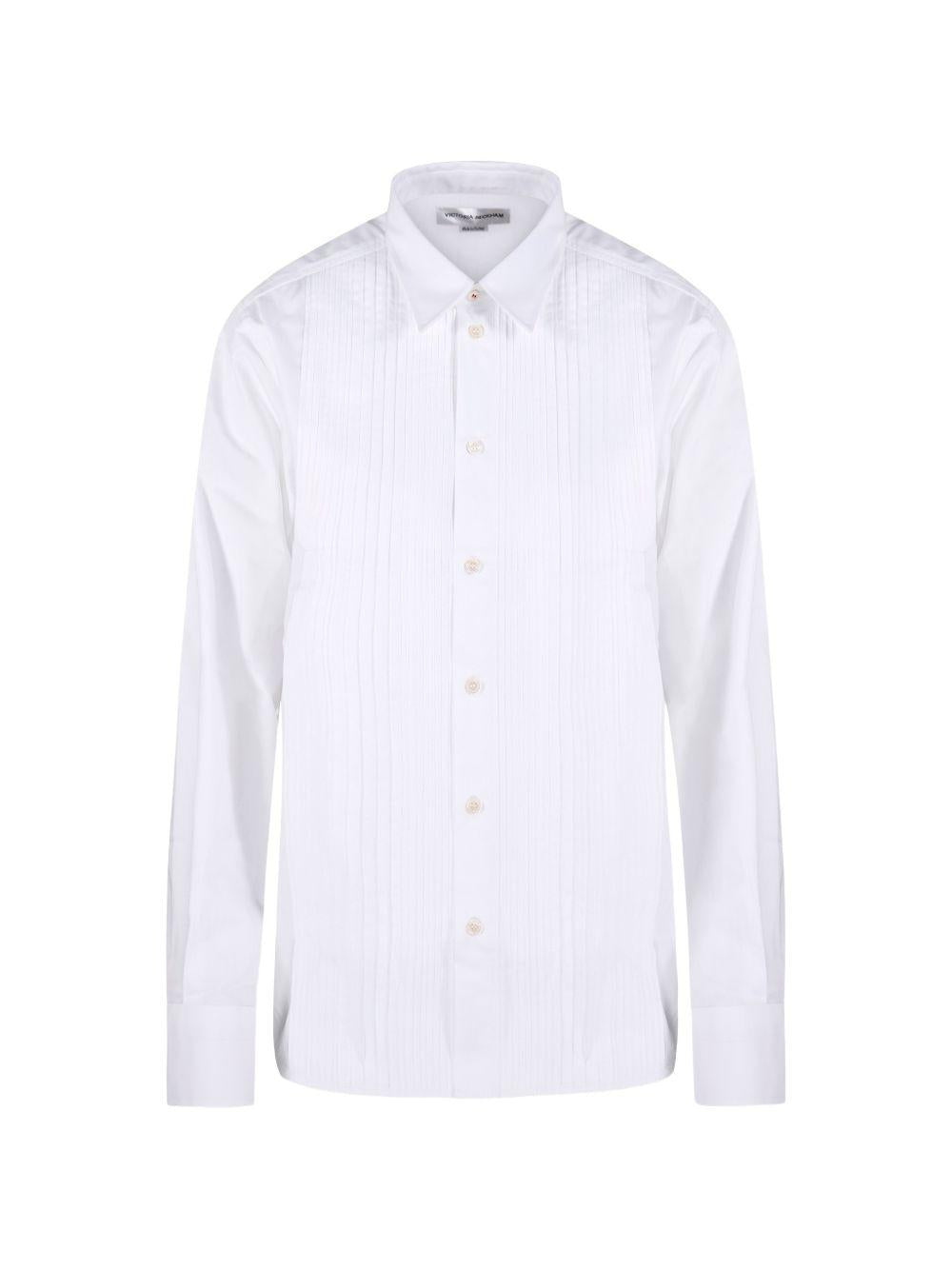 Camicia con collo plisse in bianco Victoria Beckham - donna 
