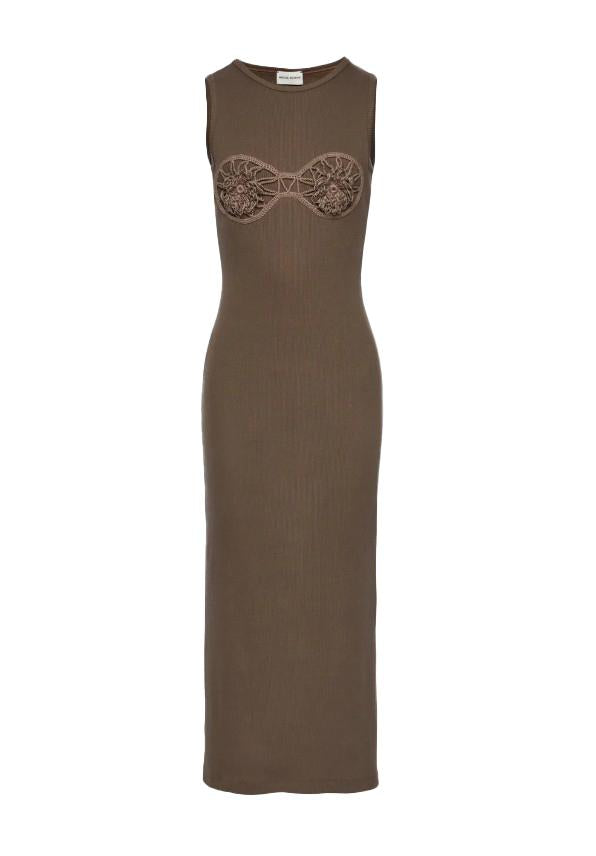 Abito con dettaglio all'uncinetto in verde khaki Magda Butrym - donna 