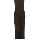 Abito midi con ruches in marrone Rotate holiday - donna 