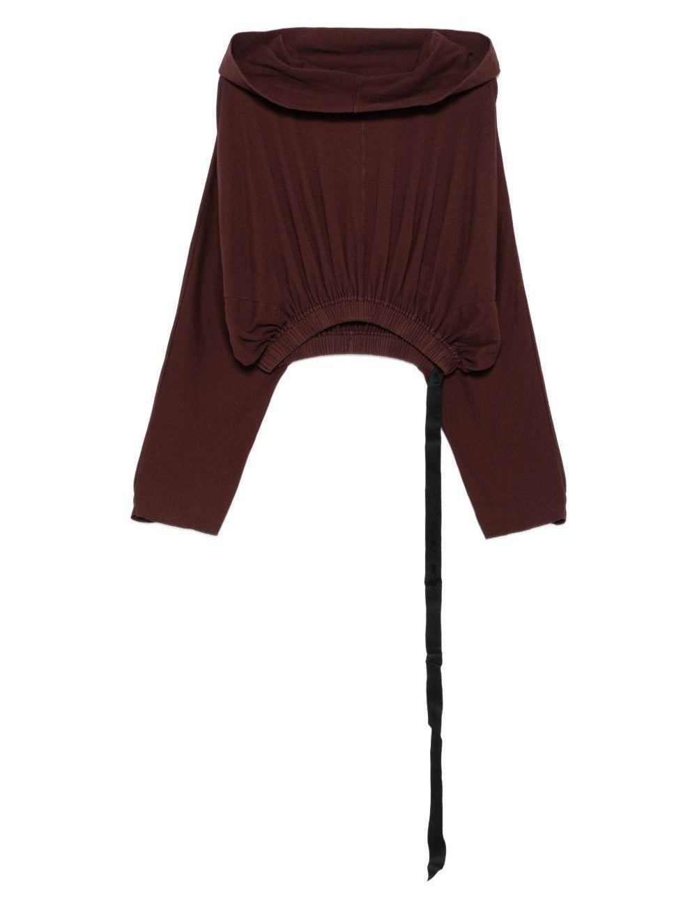 Felpa con cappuccio in marrone Rick owens drkshdw - donna 