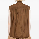 Blusa smanicata in marrone 