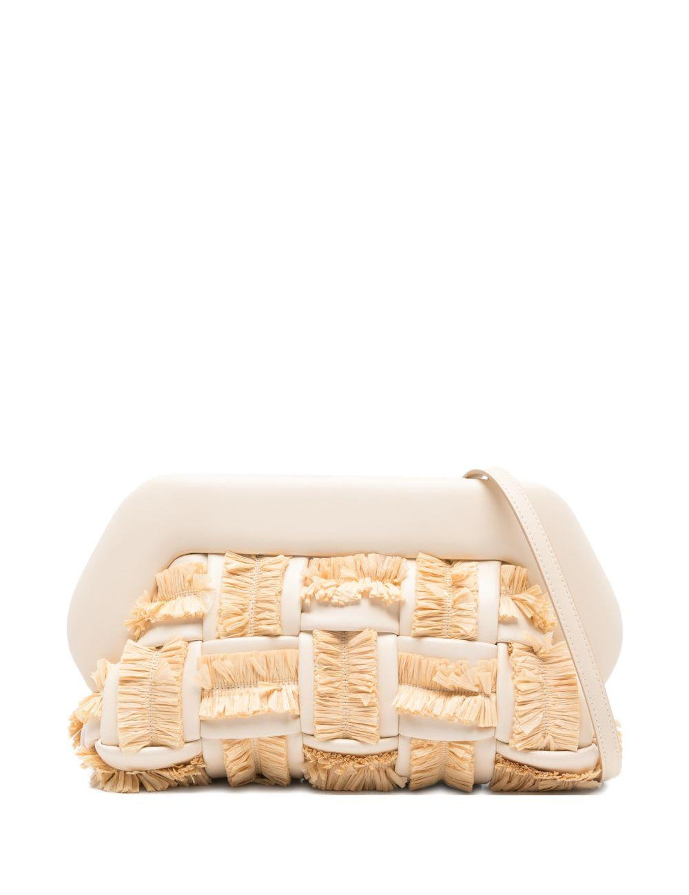 Clutch bios con inserti in rafia in avorio e beige Themoirè - donna 