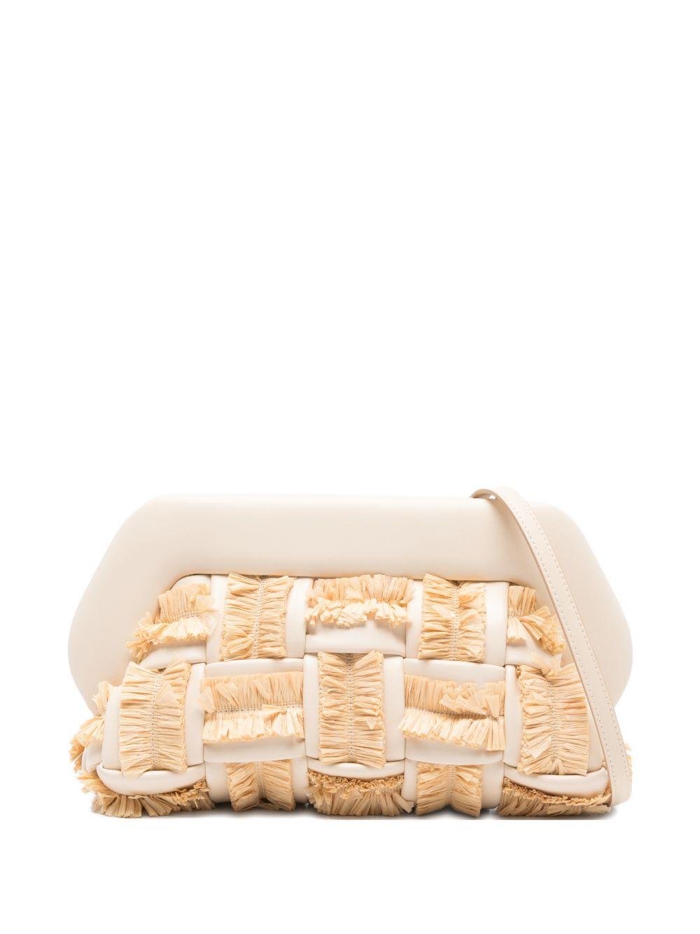 Clutch bios con inserti in rafia in avorio e beige Themoirè - donna 