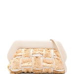 Clutch bios con inserti in rafia in avorio e beige Themoirè - donna 