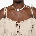 Top crop in pizzo sangallo in beige Guess USA - donna 