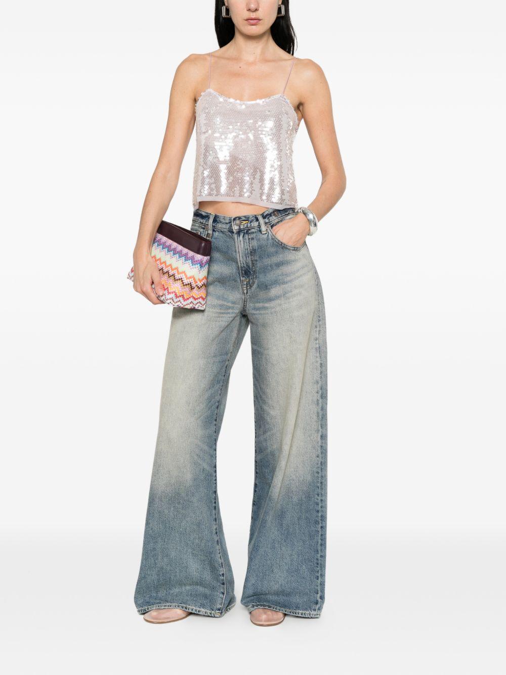 Top con spalline e paillettes in argento Forte forte - donna 