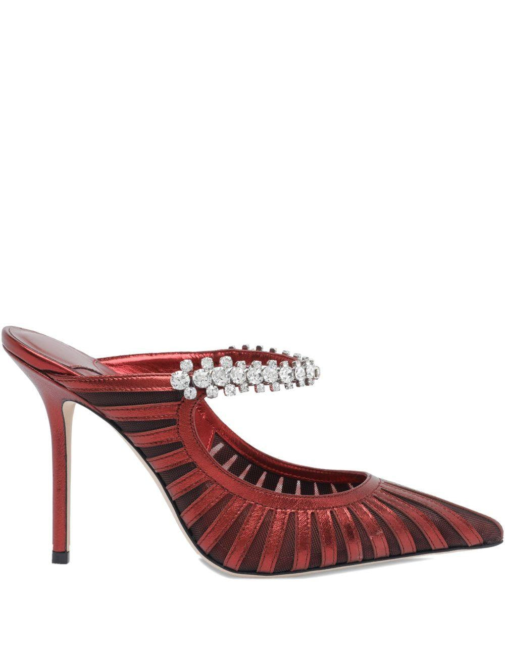 Mules Bing metallizzata e mesh in rosso Jimmy choo - donna 