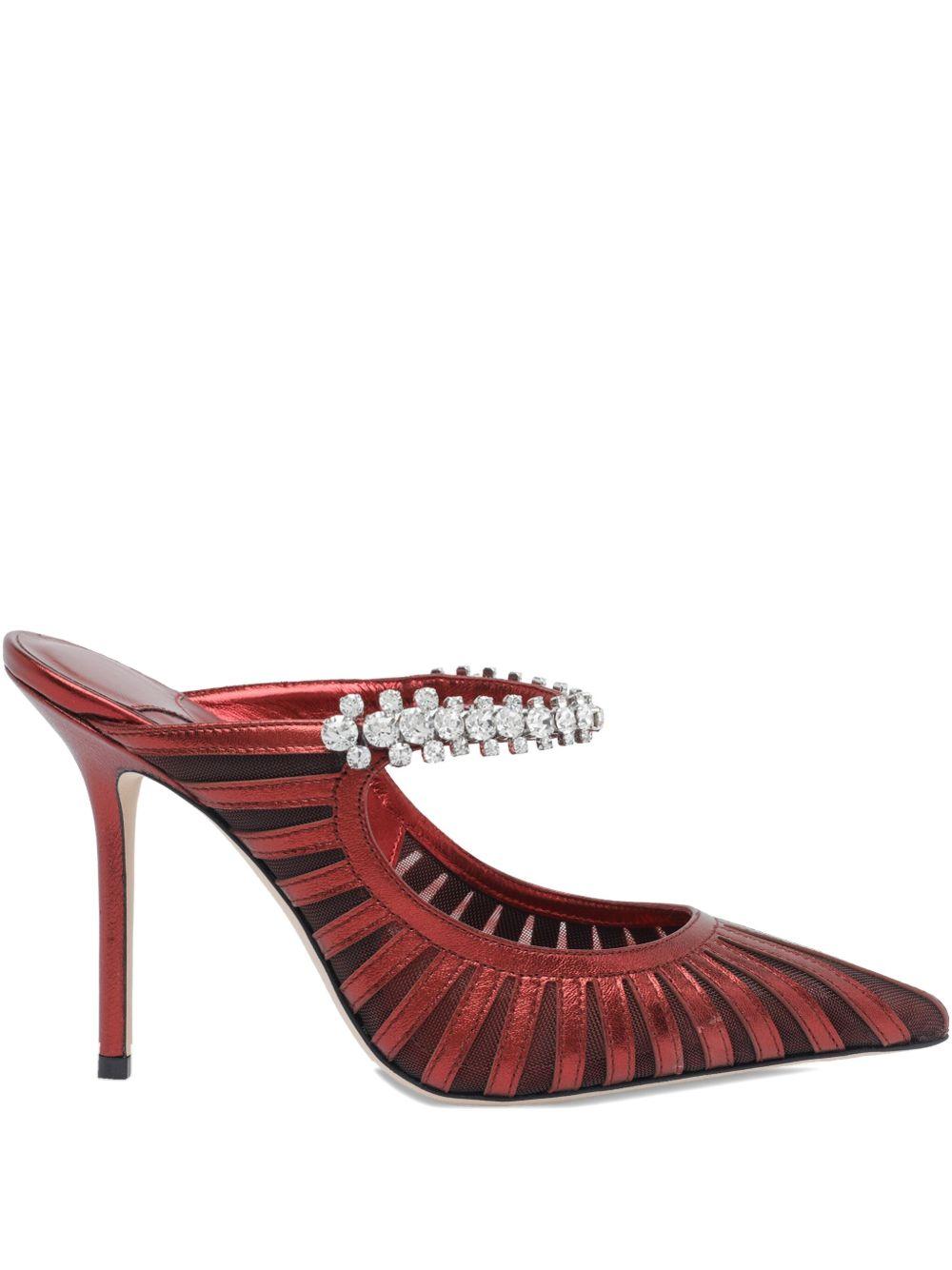 Mules Bing metallizzata e mesh in rosso Jimmy choo - donna 