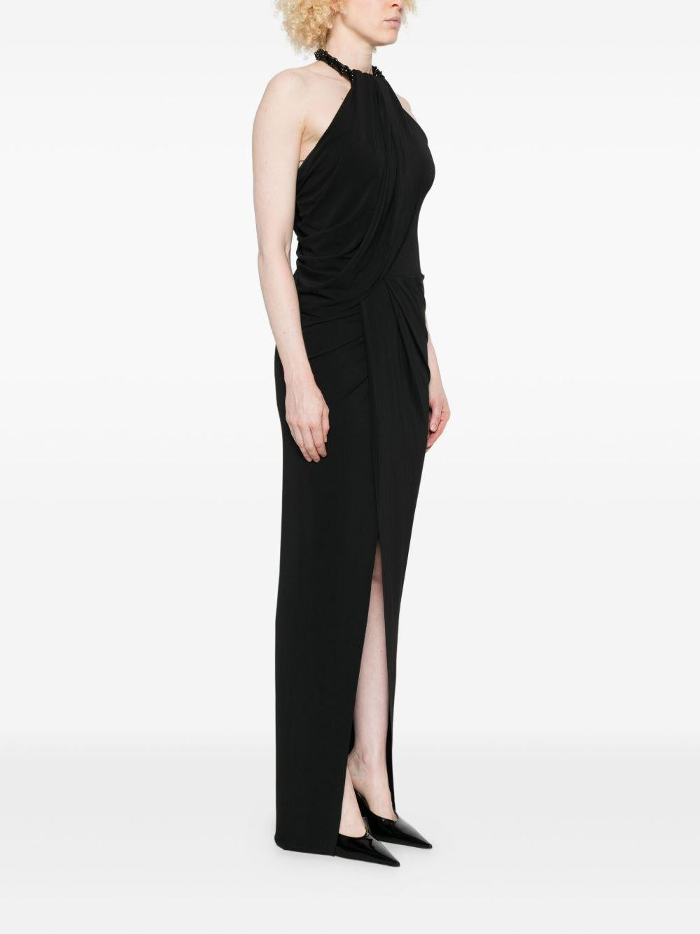 Abito lungo con scollo halter in nero Amen - donna 