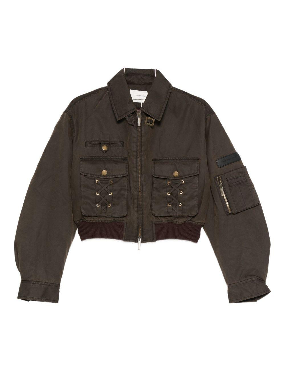 Giacca crop con tasche in marrone Feng chen wang - donna 