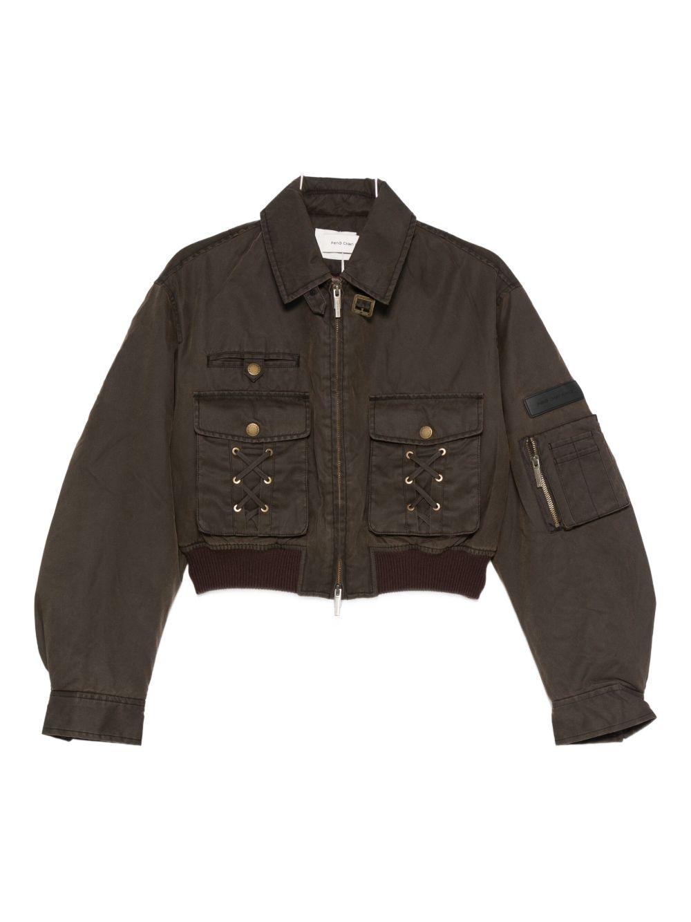 Giacca crop con tasche in marrone Feng chen wang - donna 