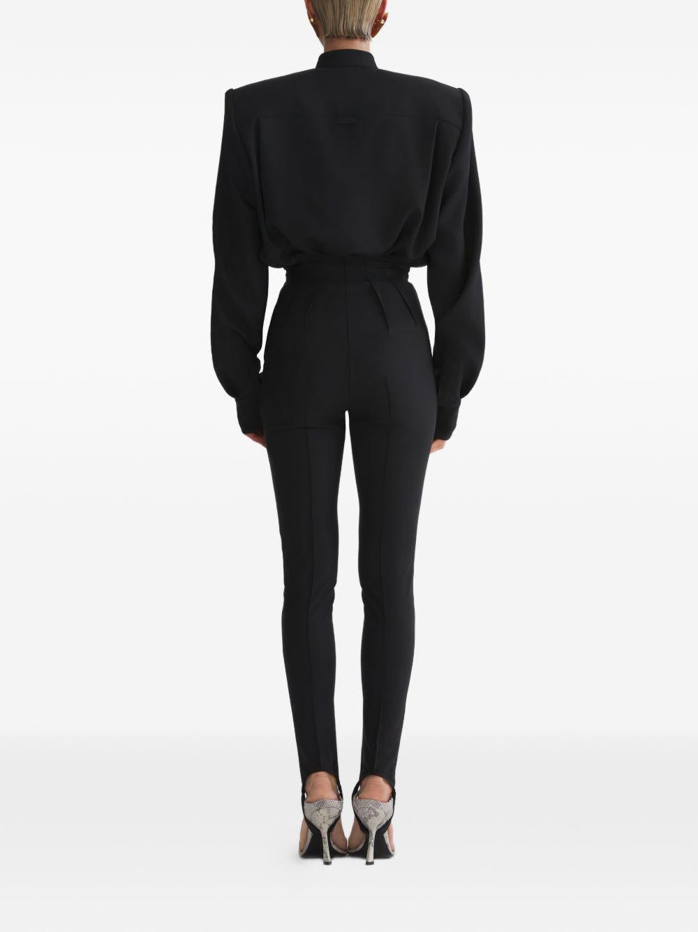 Leggings a vita alta con staffe in nero Mugler - donna 