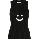 Canotta a coste con motivo smiley in nero Melitta Baumeister - donna 