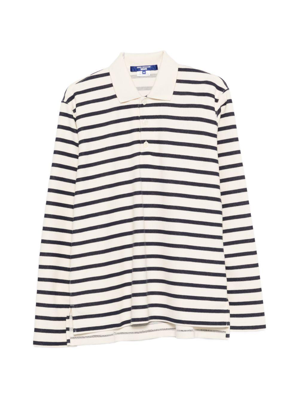 Polo a maniche lunghe a righe in bianco e blu Junya watanabe - uomo 