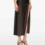 Gonna midi arricciata e decorata in marrone Simkhai - donna 