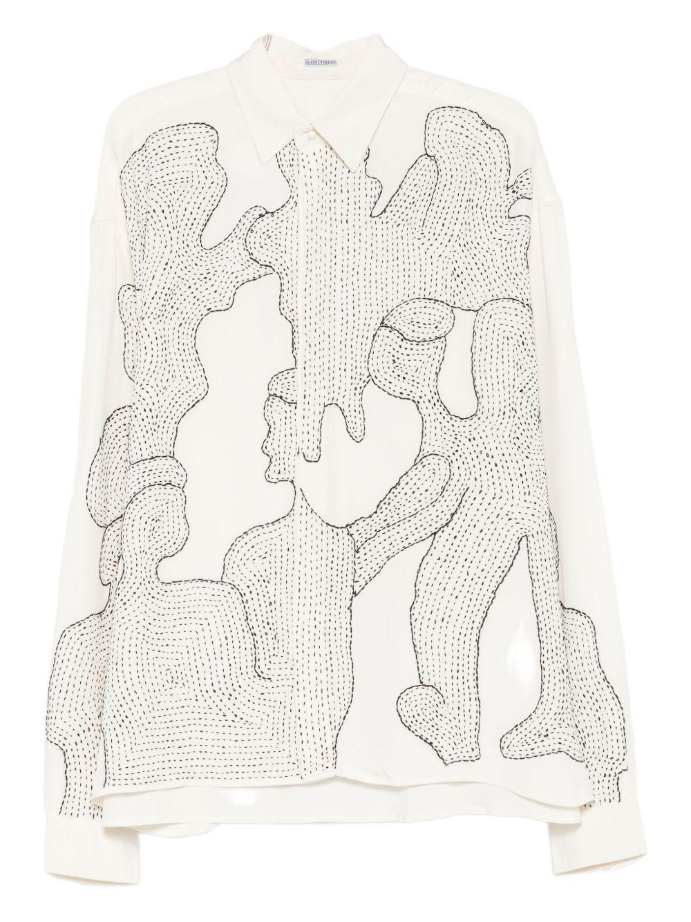 Camicia con stampa grafica in bianco Glass cypress - uomo 