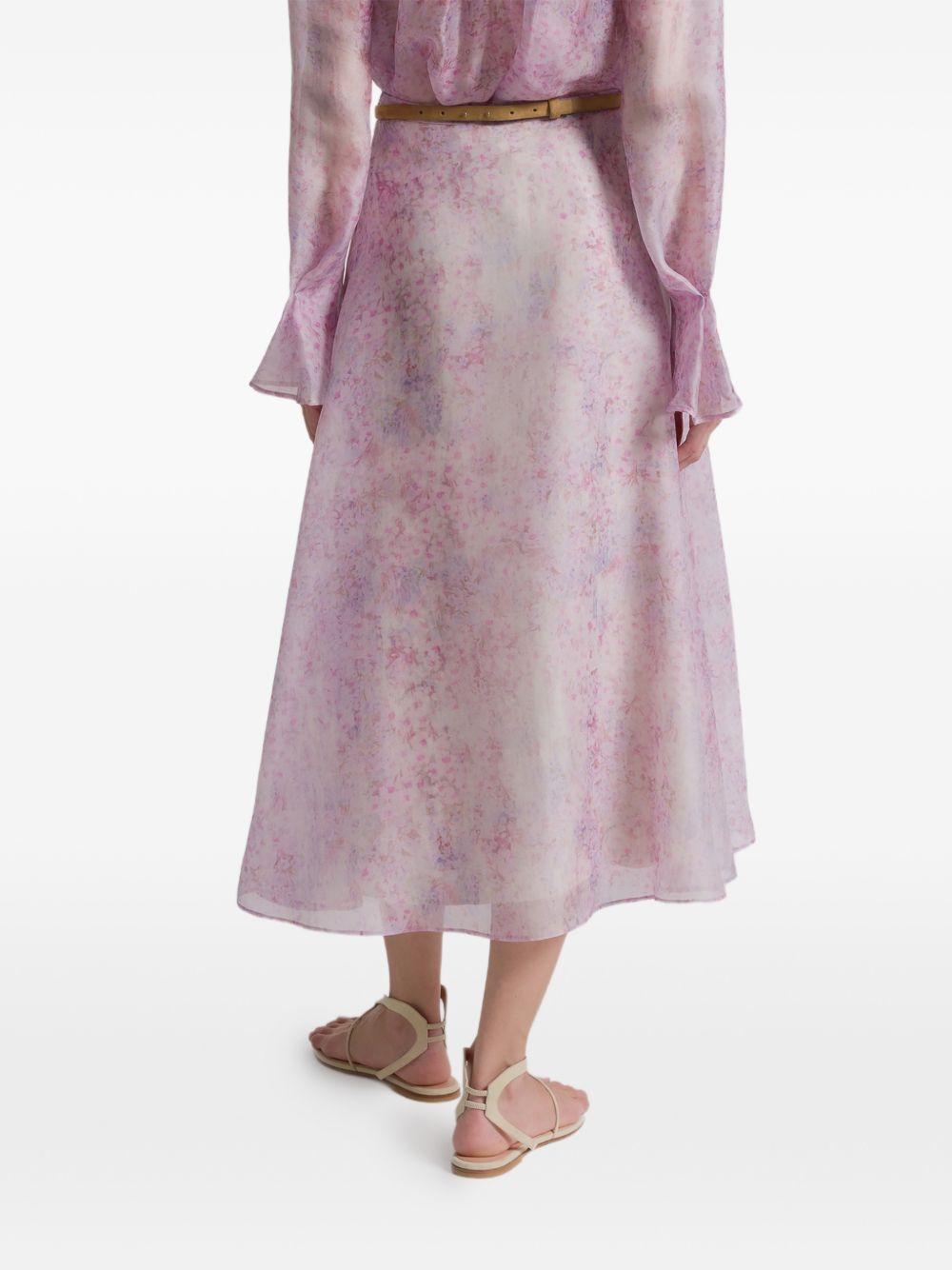 Gonna midi a fiori in viola Alberta Ferretti - donna 