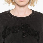 Felpa crop con ricamo in nero R13 - donna 