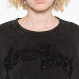 Felpa crop con ricamo in nero R13 - donna 