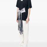 T-shirt con cintura a forma di guanti in paillettes in nero Mm6 maison margiela - donna 
