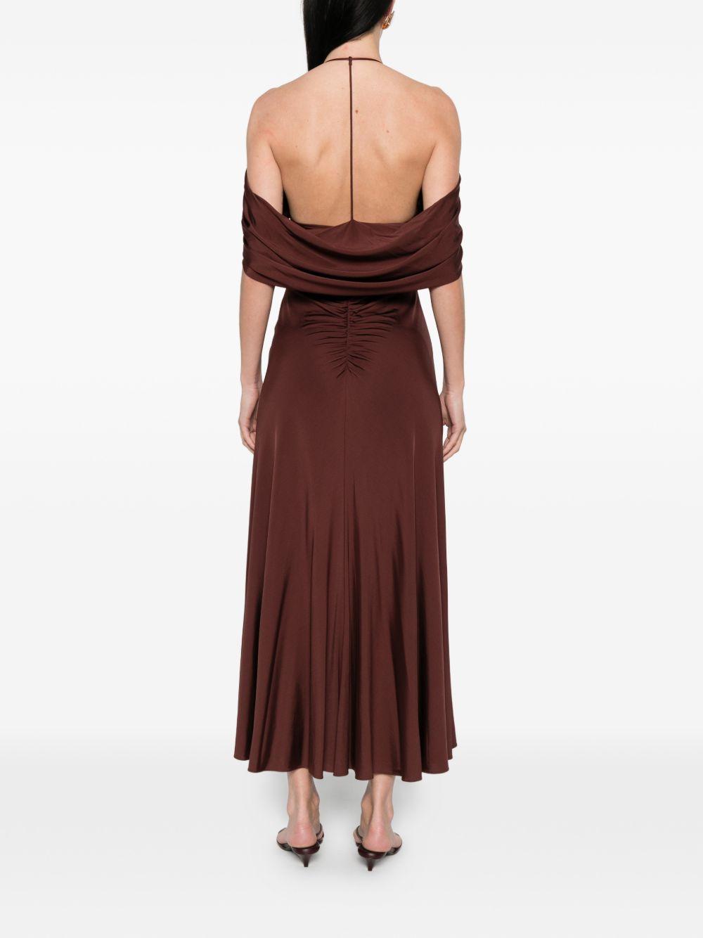 Abito midi con scollo a V in borgogna Self-Portrait - donna 