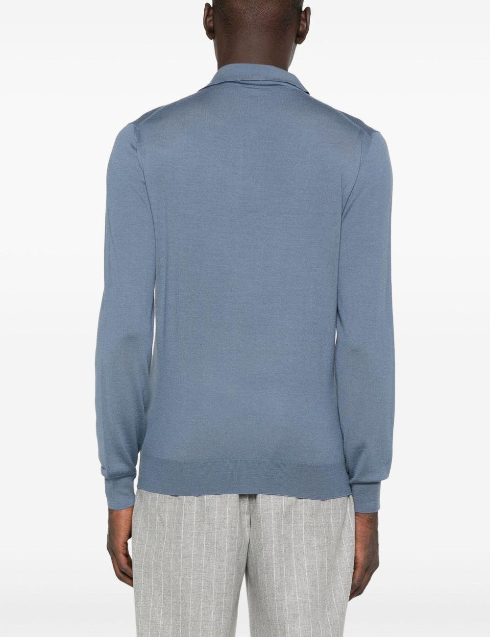 Polo in maglia a coste in blu Lardini - uomo 