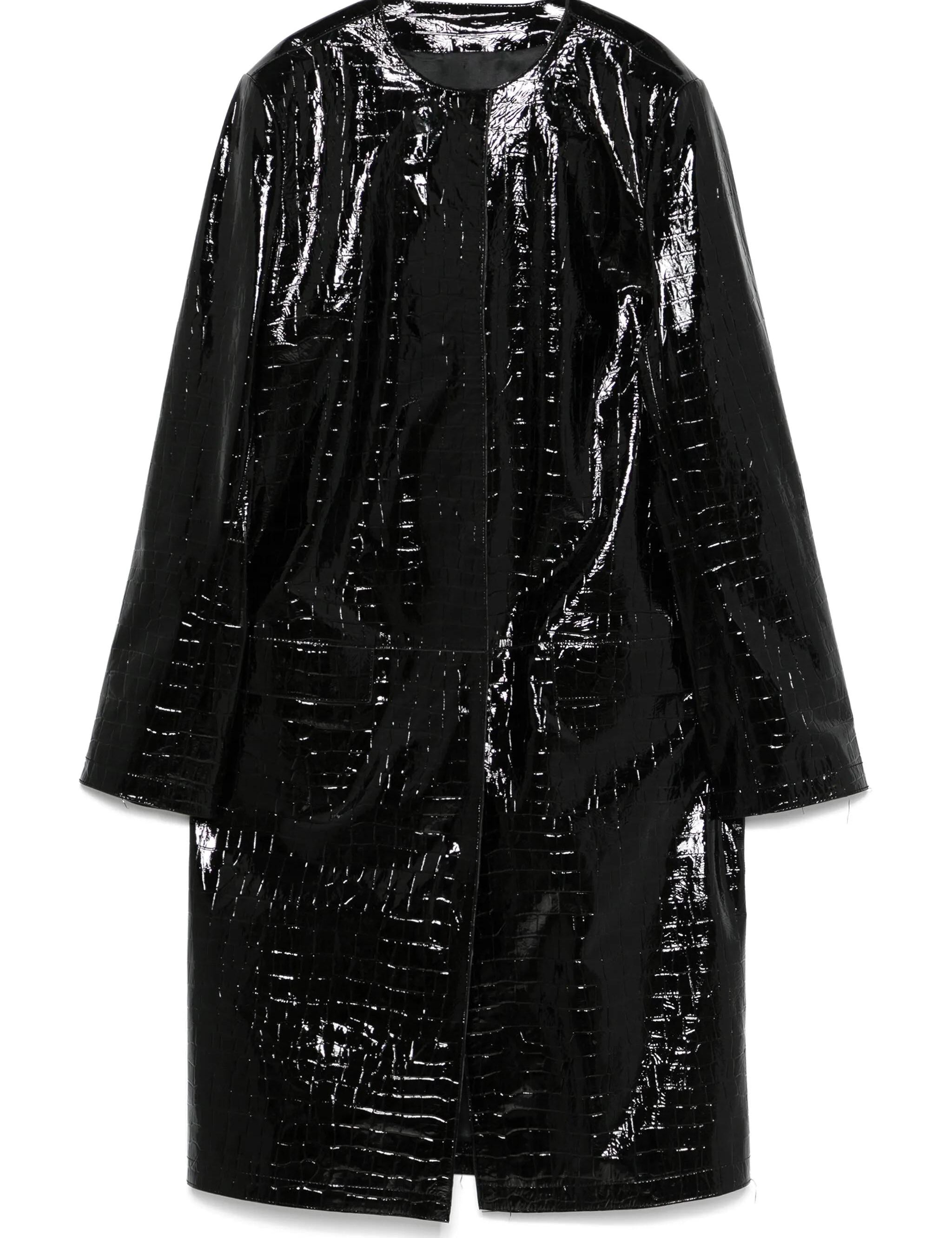 Cappotto in pelle effetto coccodrillo in nero Toteme - donna 