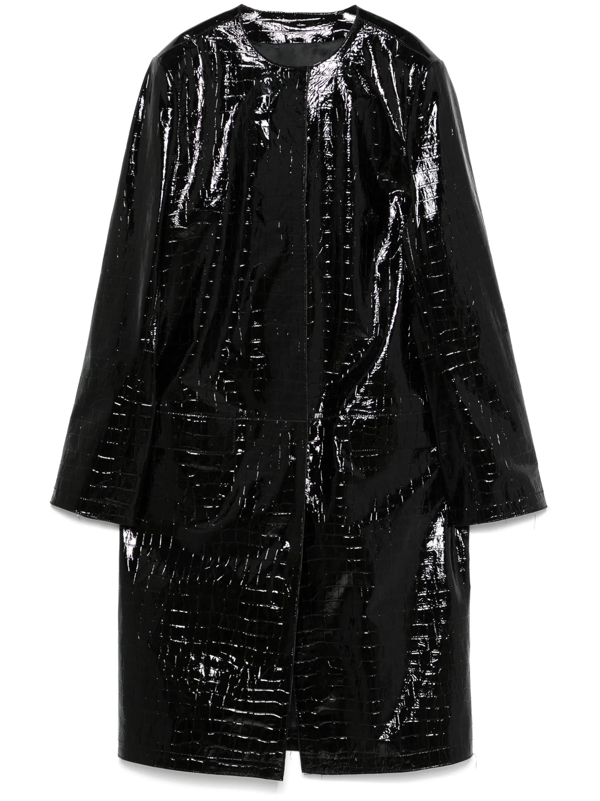 Cappotto in pelle effetto coccodrillo in nero Toteme - donna 