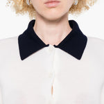 Cardigan colletto polo in lana bianco Self-Portrait - donna 