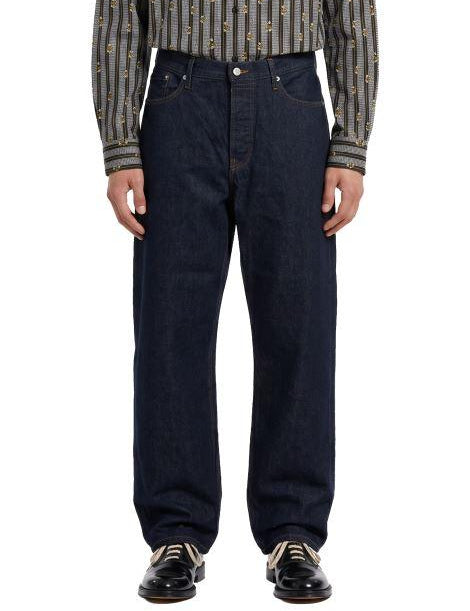 Jeans straight in denim indigo raw 