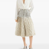 Gonna midi con paillettes in argento Brunello cucinelli - donna 