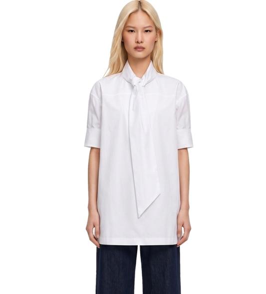 Camicia oversize con fiocco in bianco 
