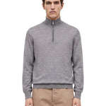 Maglione mezza zip in cashmere grigio 