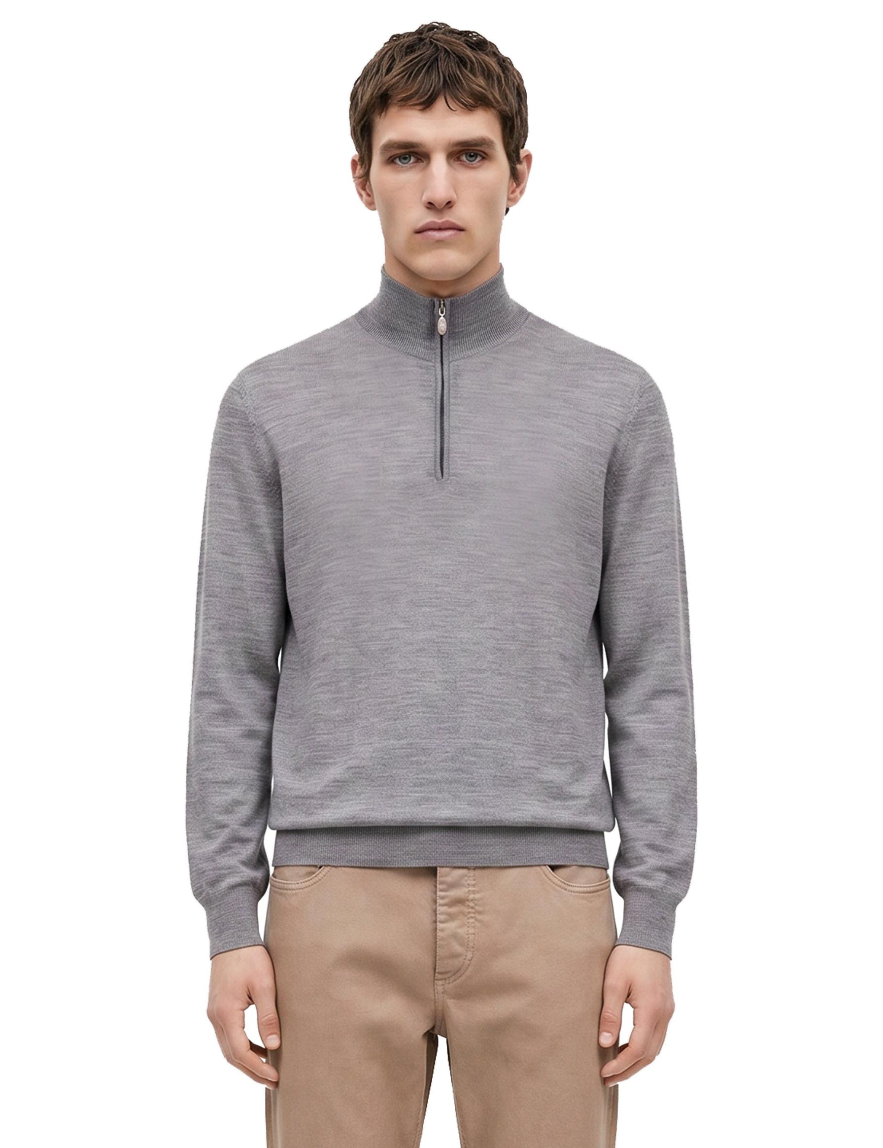 Maglione mezza zip in cashmere grigio 