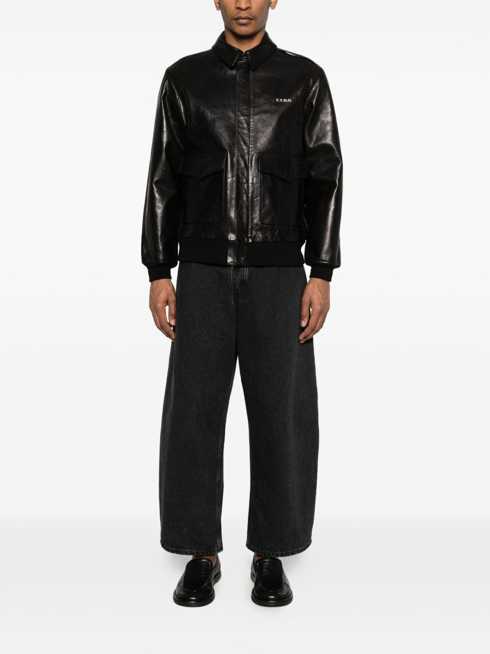 Giacca in pelle in nero Yohji yamamoto - uomo 