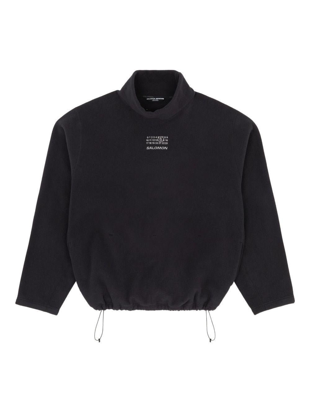 Felpa con collo alto e coulisse in nero Mm6 X Salomon - donna 