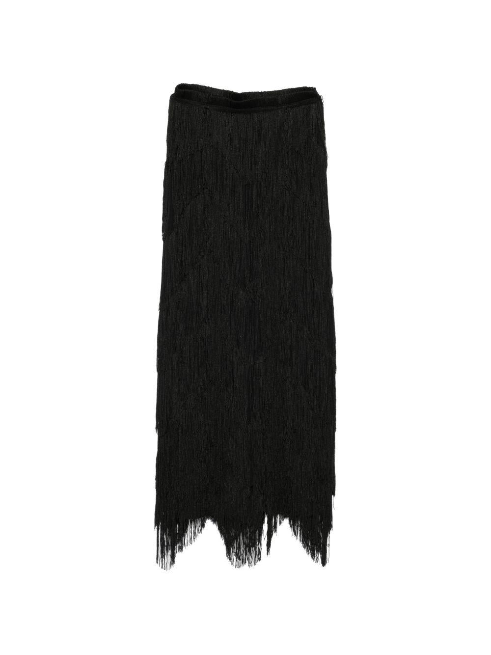 Gonna lunga con frange in nero Bless - donna 