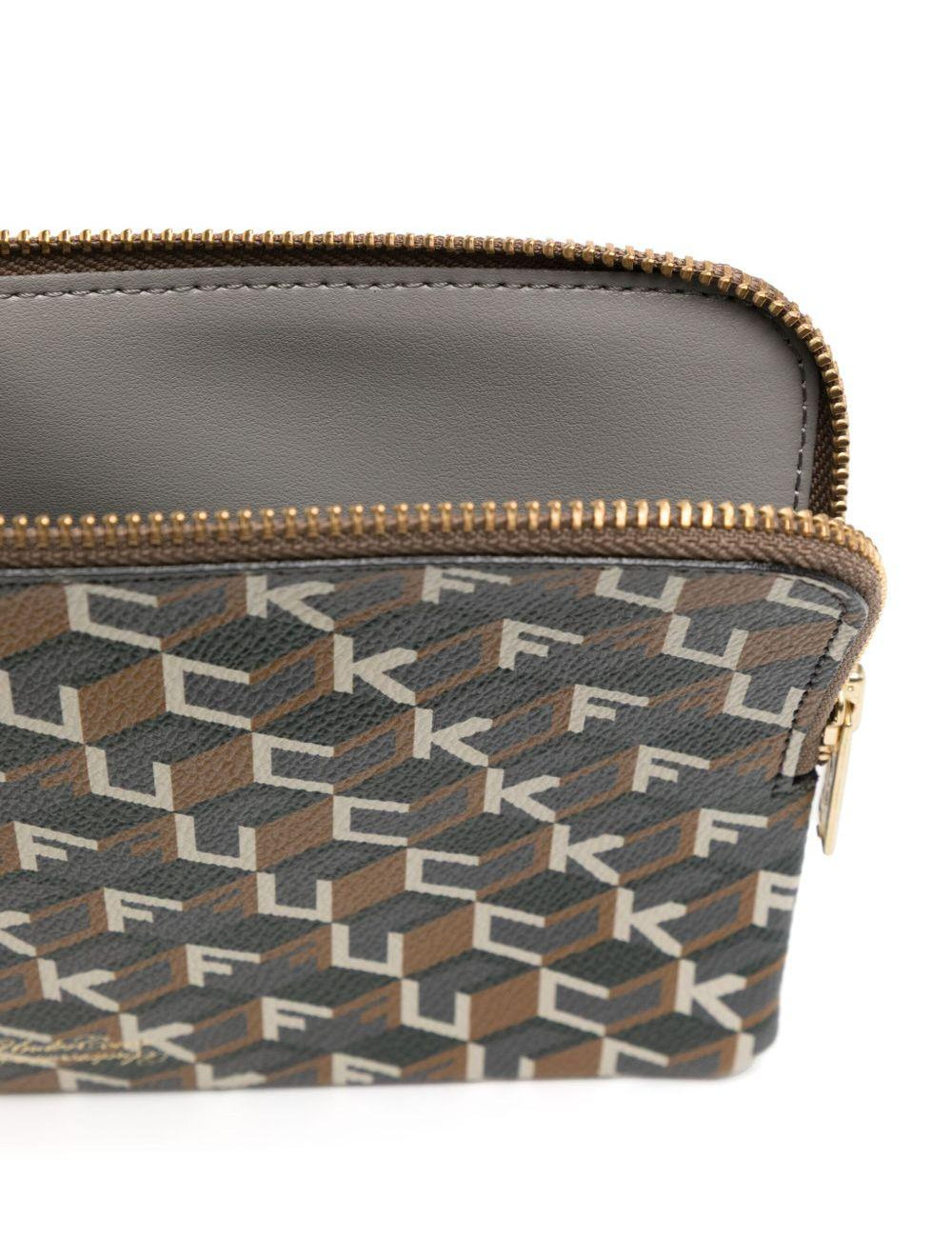 Borsa con stampa grafica all-over in marrone 