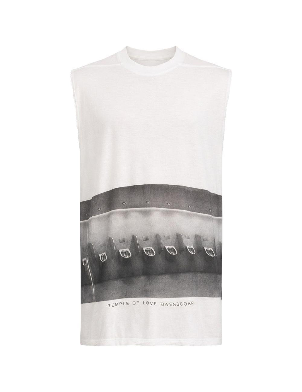 Canotta stampata jumbo in bianco Rick owens - uomo 