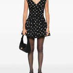Abito corto a pois con scollo a V in nero Self-Portrait - donna 