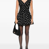 Abito corto a pois con scollo a V in nero Self-Portrait - donna 