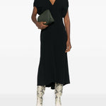 Abito midi Edith con scollo a V in nero Victoria Beckham - donna 