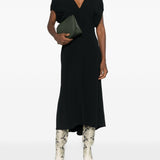 Abito midi Edith con scollo a V in nero Victoria Beckham - donna 