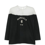 T-shirt a maniche lunghe con pannello trasparente in nero Mm6 maison margiela - donna 