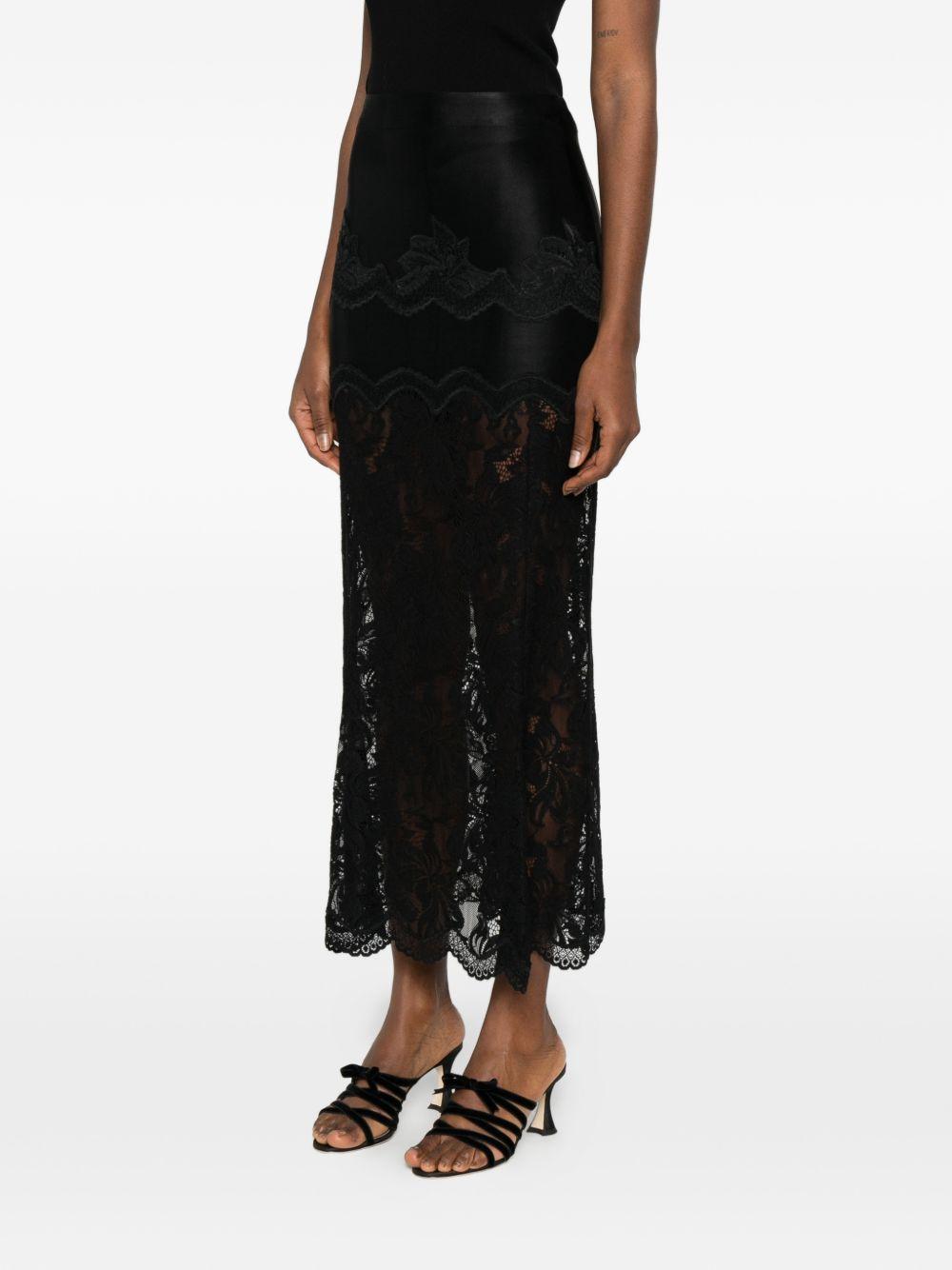 Gonna lunga dettaglio in pizzo nero Rabanne - donna 