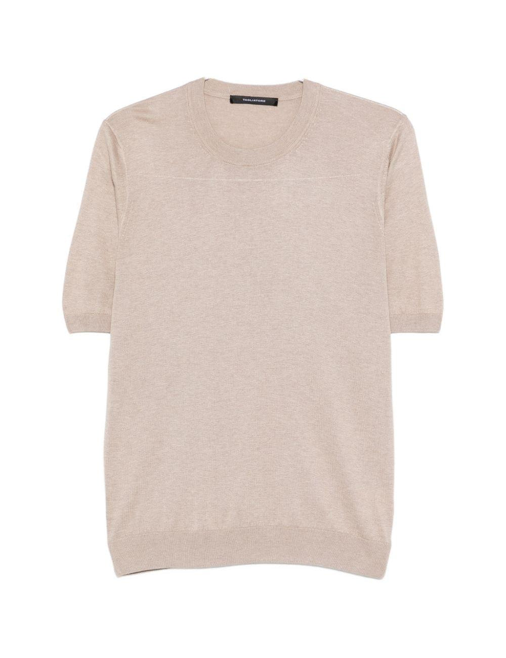 T-shirt lavorata a maglia in beige Tagliatore - uomo 