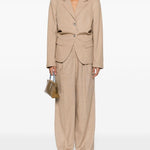 Pantaloni a gamba larga in beige - donna 